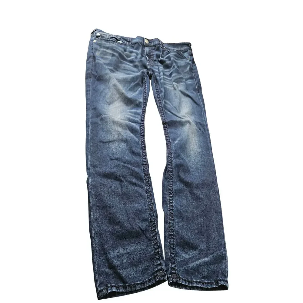 True Religion Rocco Relaxed Skinny Jeans Mens 44 Dark Wash Stretch Denim